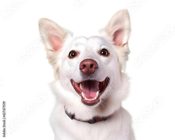 Fototapeta happy Swiss Shepherd dog on isolated background, generative ai