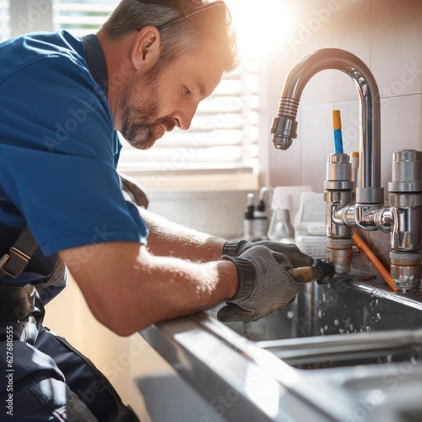 Obraz Plumber fixing the pipes