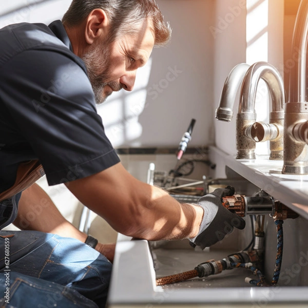 Obraz Plumber fixing a tap