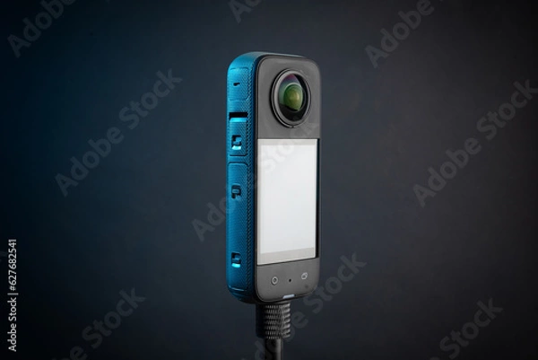 Obraz Modern 360 degree digital camera on black background