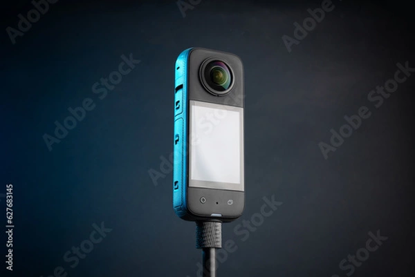 Obraz Modern 360 degree digital camera on black background