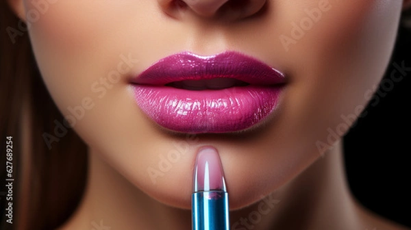 Obraz woman applying lip gloss