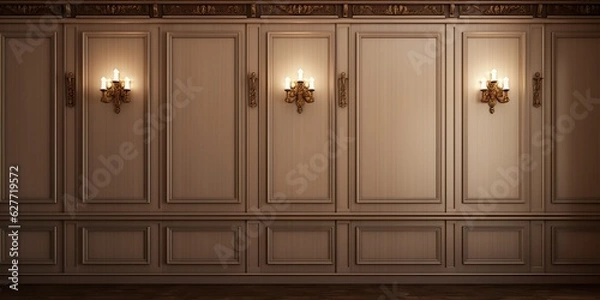 Fototapeta Opulent Elegance: Luxurious Hallway Adorned with Exquisite Wood Panels. Generative Ai