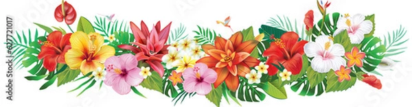 Obraz Banner from Strelitzia flowers and tropical plants