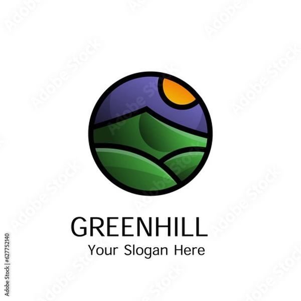 Obraz Green Hill Modern Gradient Logo Vector Template
