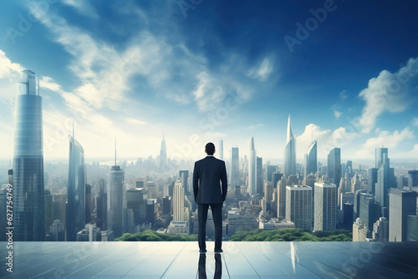 Fototapeta 目標に向かって思考するビジネスマン