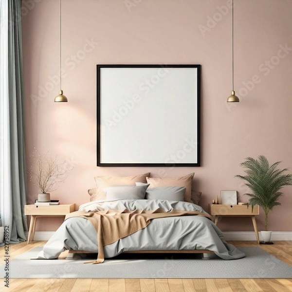 Obraz Mockup of a picture frame, advertising, decoration. A realistic presentation of a picture frame. Ai generated.