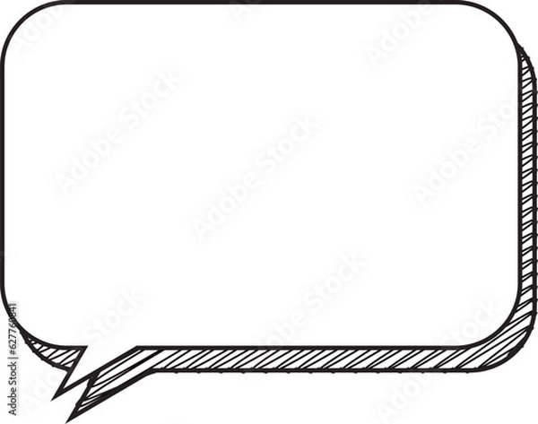 Obraz Rounded corner rectangular speech bubble with hand-drawn shadow, painted white