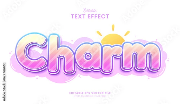 Fototapeta decorative editable cute rainbow pastel text effect vector design