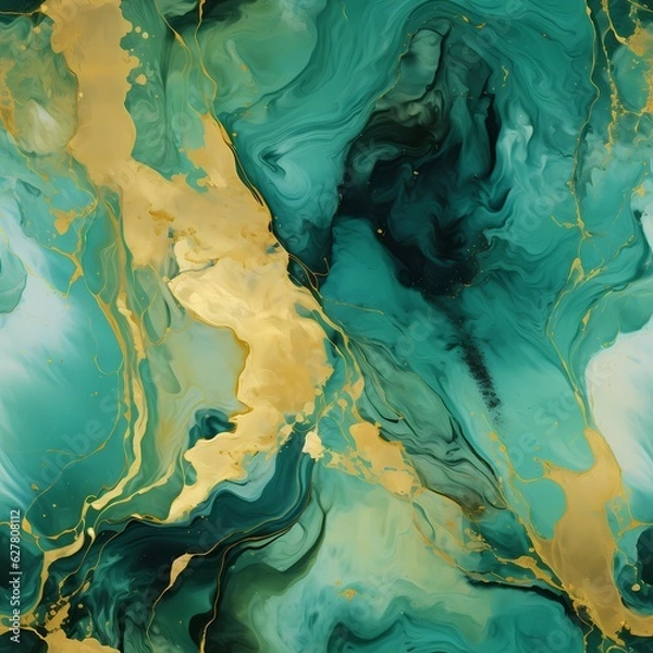 Fototapeta an abstract watercolor painting with green and gold