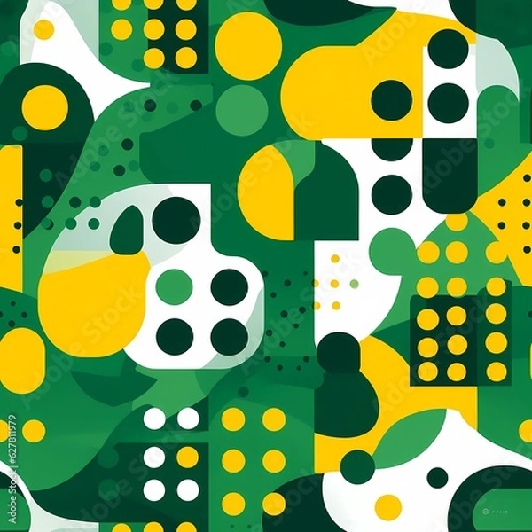 Fototapeta green and yellow seamless pattern