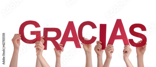 Obraz Trzymając się za ręce czerwony Dziękuję