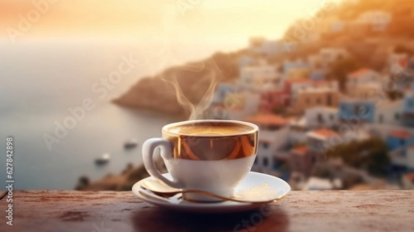 Obraz illustration, cup of delicious coffee, ai generative