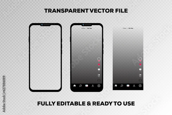 Obraz TikTok interface with Mobile Phone Smartphone Camera Mockup, TikTok app UI interface and Mobile phone screen with camera