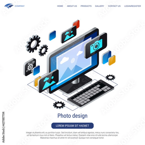 Fototapeta Photo design 3d isometric vector concept illustration