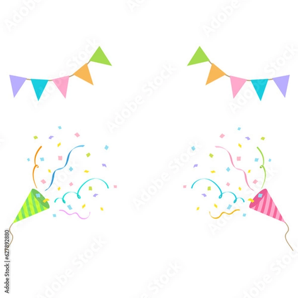 Obraz フラッグガーランドとクラッカーのイラスト