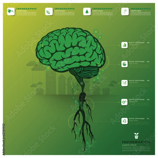 Fototapeta Brain Tree And Root Infographic Science Background
