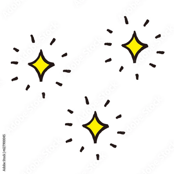 Obraz シンプルなキラキラマークの手描きイラスト