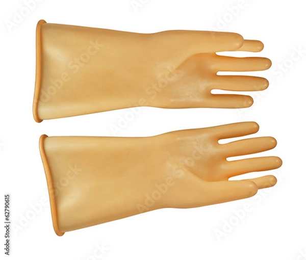 Obraz Gloves, insulating rubber on white background