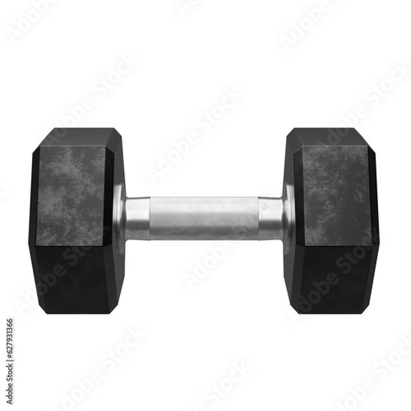 Obraz Black dumbbell  isolated on white background.  Exercise concept. 3d illustration.