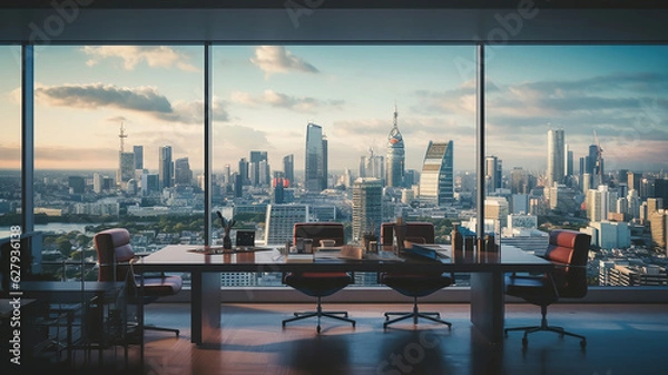 Obraz Skyline miasta służy jako tło dla wieżowca budynku biurowego