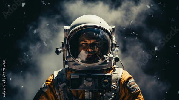 Fototapeta Celestial Vistas: Astronaut's Gaze in the Abyss, Generative AI