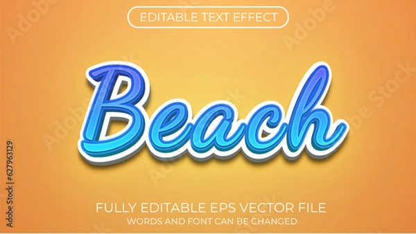 Obraz Beach editable text effect. Editable text style effect