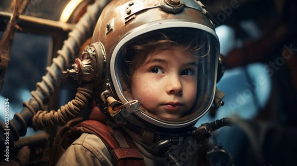 Fototapeta Astronauts in the Making: Toddlers Embrace Early Space Dreams, Generative AI
