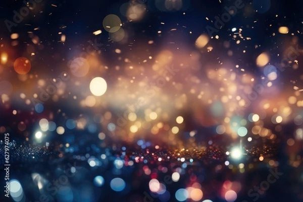 Fototapeta Abstract bright light glittering bokeh blur background. Generative AI
