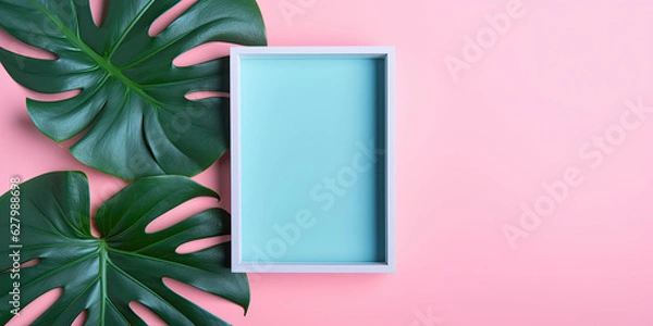 Fototapeta An empty frame summer mockup - Generative AI