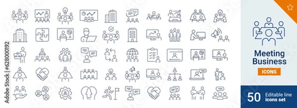 Fototapeta Meeting icons Pixel perfect. leader, manager, event, business, ...