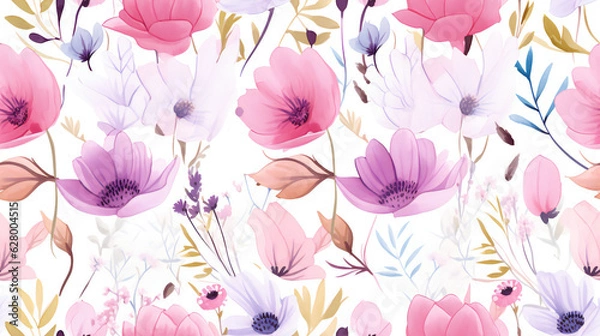 Fototapeta seamless pattern with pink flowers