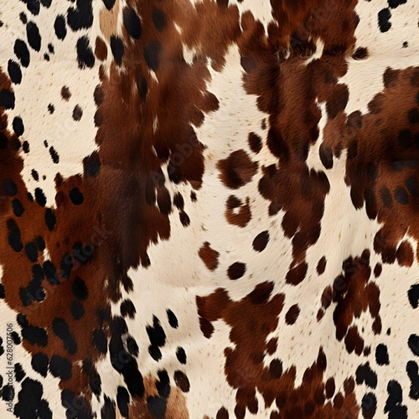 Obraz Cow Skin, Cowhide western Texture cowboy style Seamless pattern Background Generative AI
