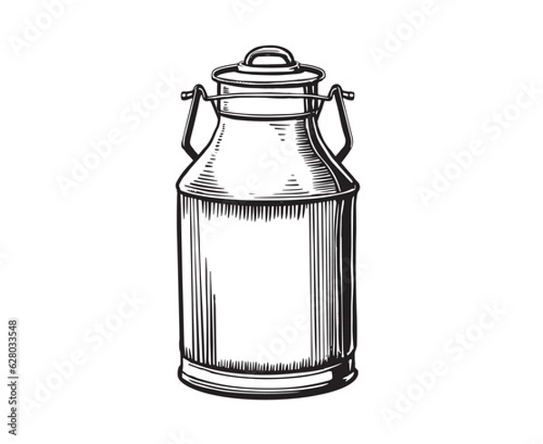 Fototapeta Milk can vector sketch line drawing	
