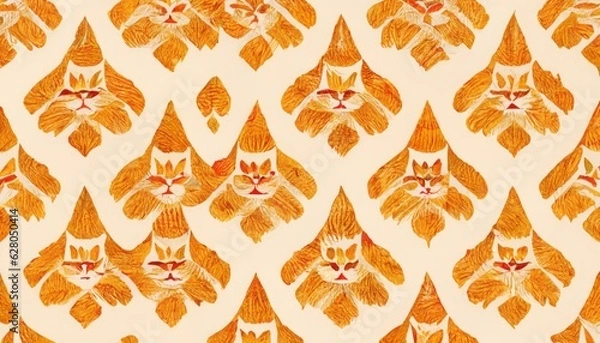Fototapeta pattern with flowers,cat