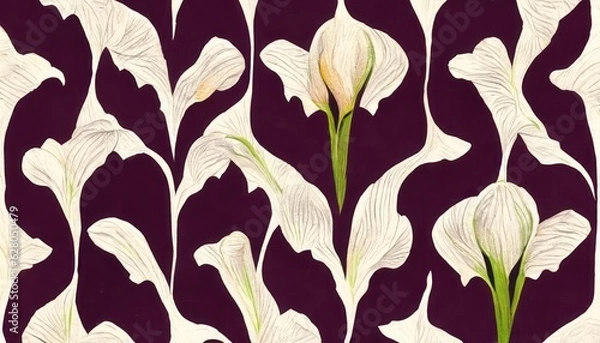 Fototapeta  ikat pattern with flowers,cat