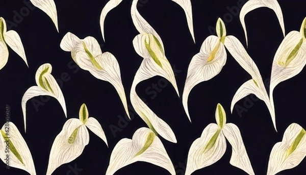 Obraz  ikat pattern with flowers,cat