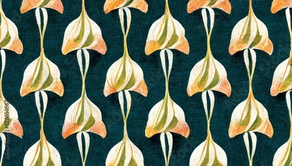 Fototapeta  ikat pattern with flowers,cat
