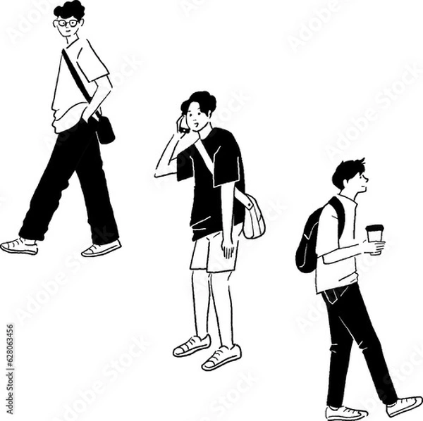 Obraz おしゃれな男性の線画ベクターイラスト