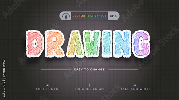 Fototapeta Colored Pencil - Editable Text Effect, Font Style