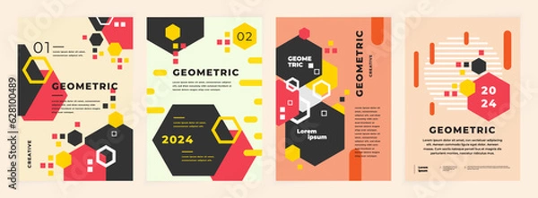 Fototapeta Geometric Banner. Set of Vector illustrations. Flat and clean style backgrounds