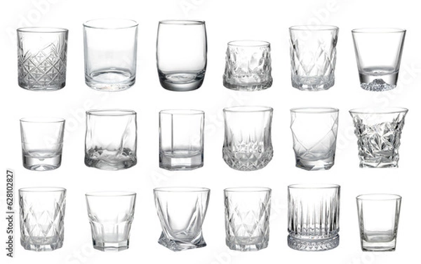 Fototapeta whiskey glass isolated on Transparent background whiskey on the rocks.