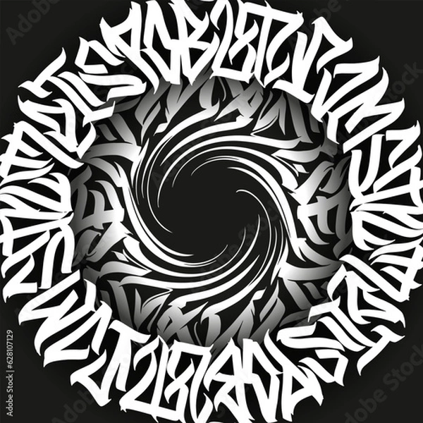 Fototapeta Ornamental font, handwritten typography vector illustration