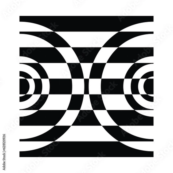 Fototapeta Optical illusion - parallel lines of black and white pillows on transparent background. Black and white illusion. Vector