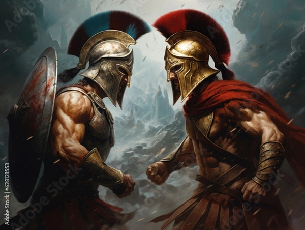 Fototapeta Fight of two Roman soldiers. Digital art.