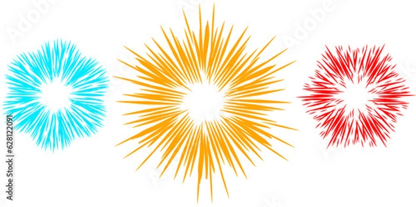 Fototapeta White background with colorful fireworks explosion.