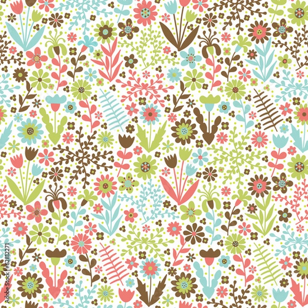 Obraz Abstract hand-drawn seamless floral background pattern