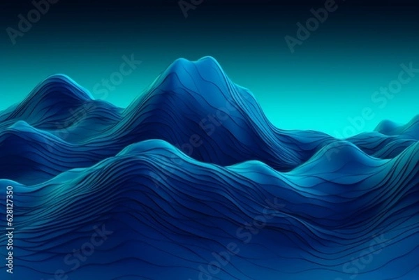 Obraz Illustration of a computer-generated mountain range, created using generative AI