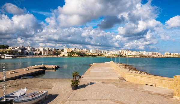 Fototapeta View of the pier from Lungomare degli Eroi promenade at Otranto