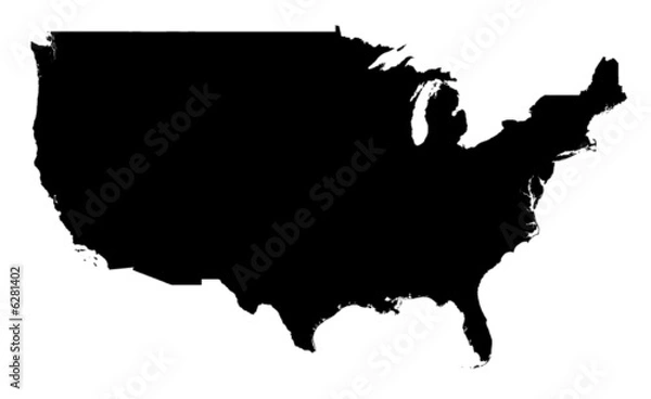 Obraz USA map, black and white. Mercator Projection.